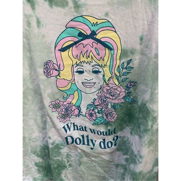 What Would Dolly Do Tie Dye Graphic Tee M/L - Picture 4 of 5